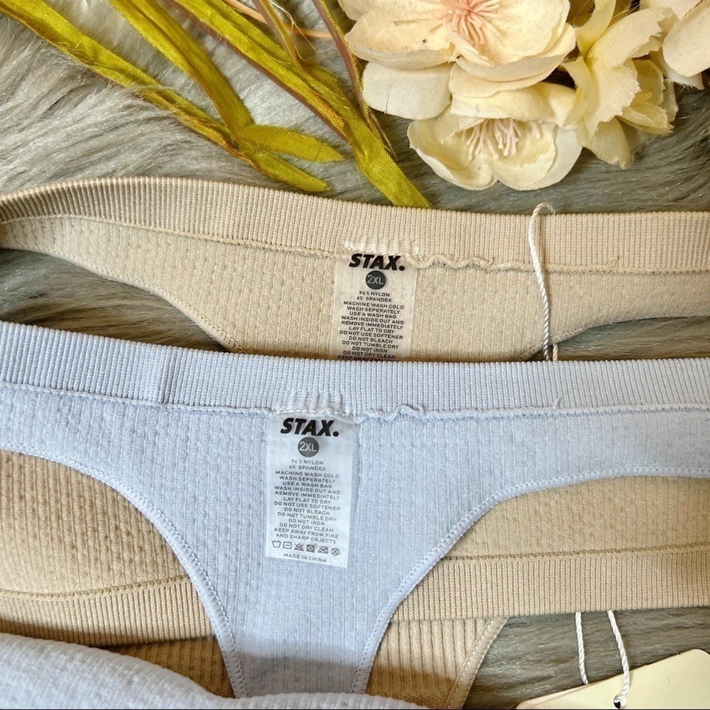 NWT STAX TWO Seamless Tan & Blue Thong Women’s Workout Underwear Sz 2X - Picture 8 of 8